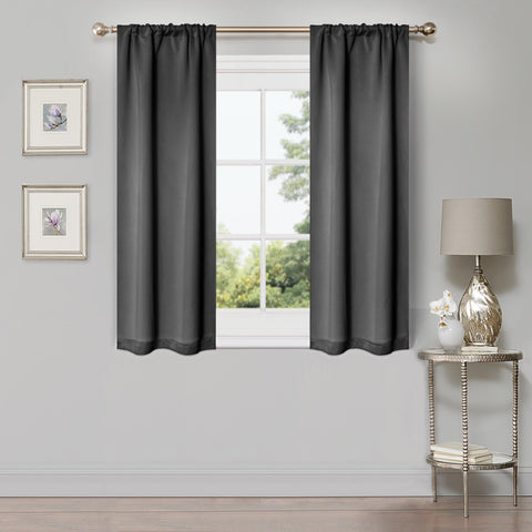 Modern Blackout Window Curtains Solid Room Darkening Set of 2