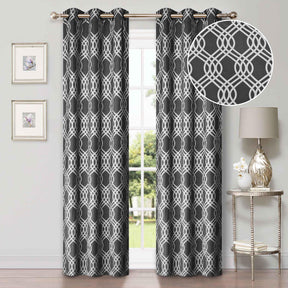 Ribbon Trellis Washable Room Darkening Blackout Curtains, Set of 2