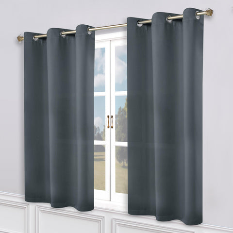 Classic Modern Solid Room Darkening Blackout Curtain Panels, Set of 2