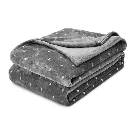 Fleece Plush Medium Weight Fluffy Soft Decorative Polka Dot Blanket