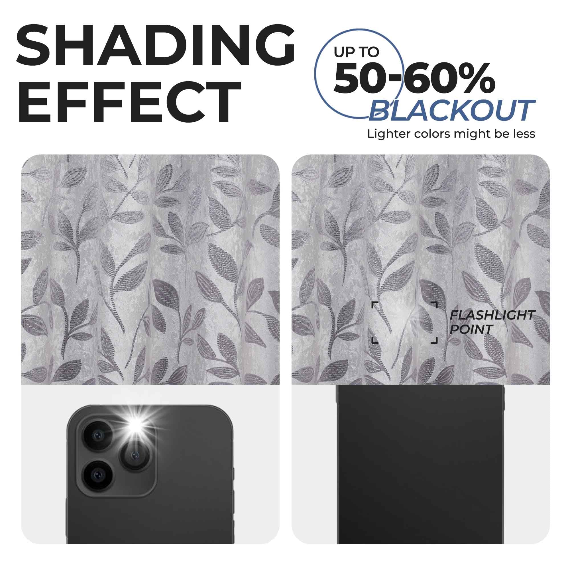 Leaves Room Darkening Washable Blackout Curtain Panels, Set of 2