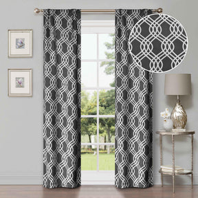 Ribbon Trellis Washable Room Darkening Blackout Curtains, Set of 2