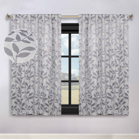 Leaves Room Darkening Back Tabs Blackout Curtain Panels, Set of 2