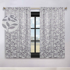 Leaves Room Darkening Back Tabs Blackout Curtain Panels, Set of 2