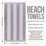 Striped Oversized Cotton Beach Towel Set of 2, 4, or 6 Piece