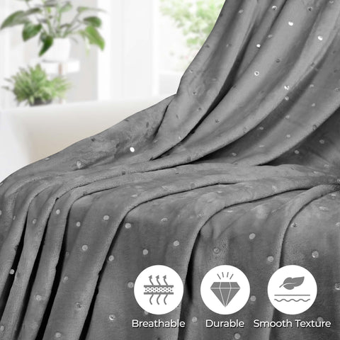 Fleece Plush Medium Weight Fluffy Soft Decorative Polka Dot Blanket