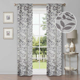 Leaves Machine Washable Room Darkening Blackout Curtains, Set of 2