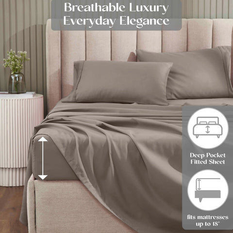 1200 Thread Count Cotton Rich Bed Sheet Set Solid Deep Pocket