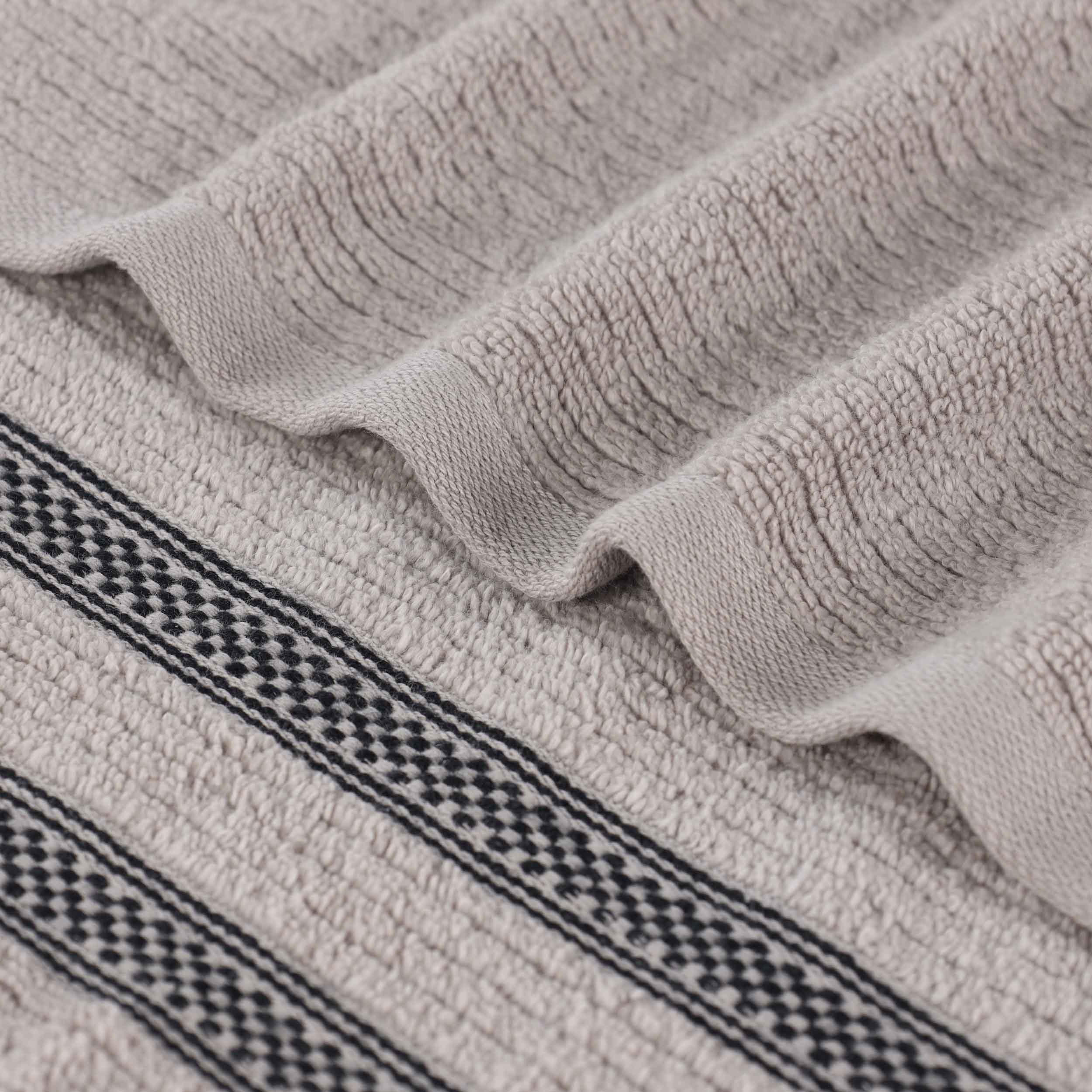 Brea Zero Twist Cotton Ribbed Geometric Border 12 Piece Towel Set