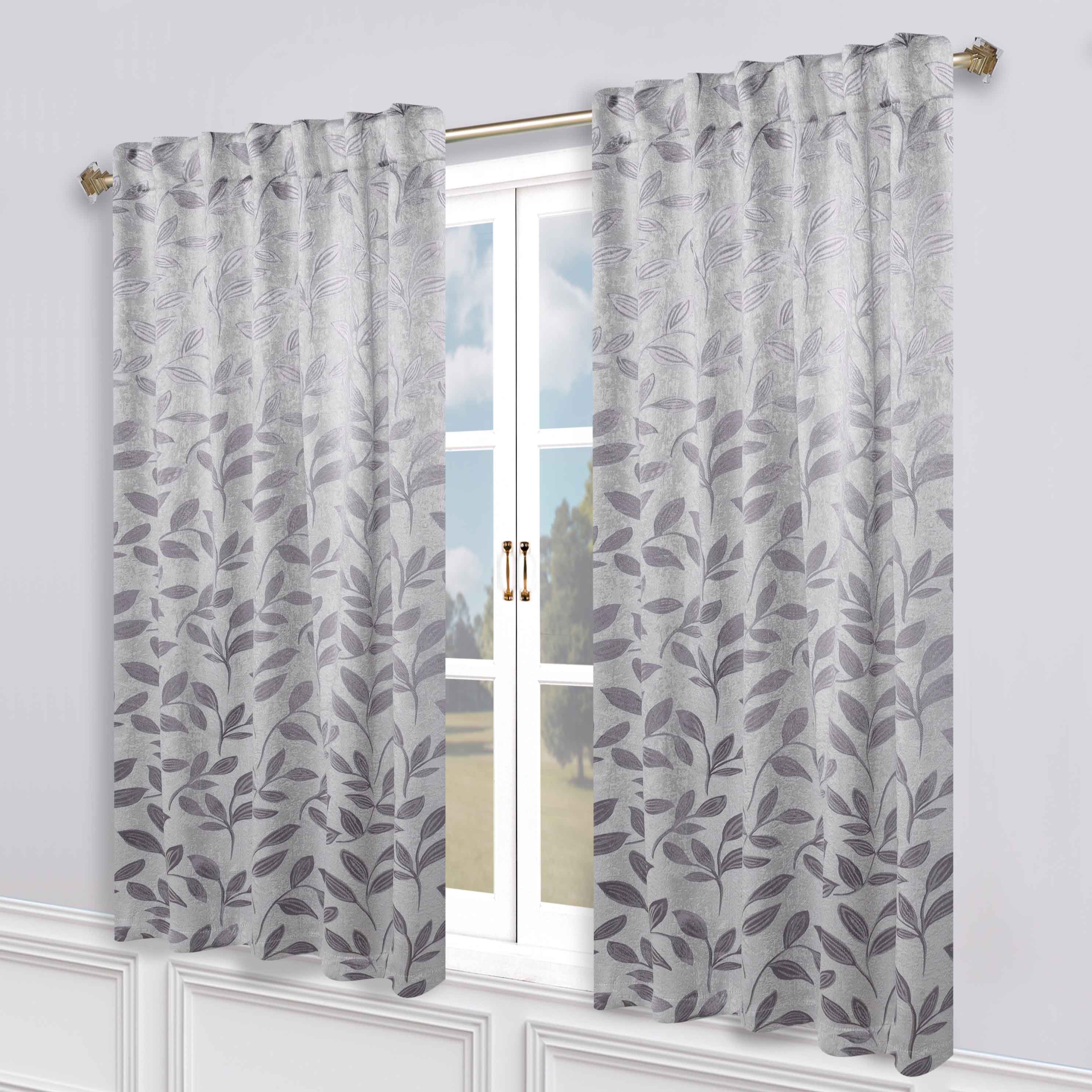 Leaves Room Darkening Back Tabs Blackout Curtain Panels, Set of 2