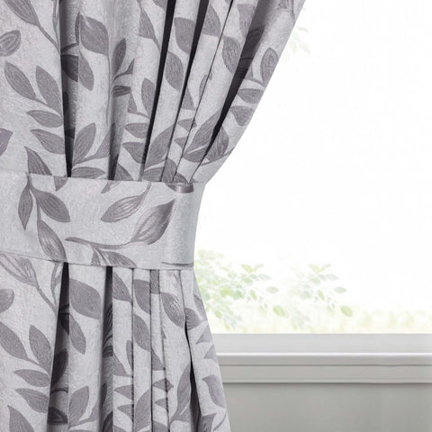Blackout Window Curtains Leaves Pattern Room Darkening Set of 2