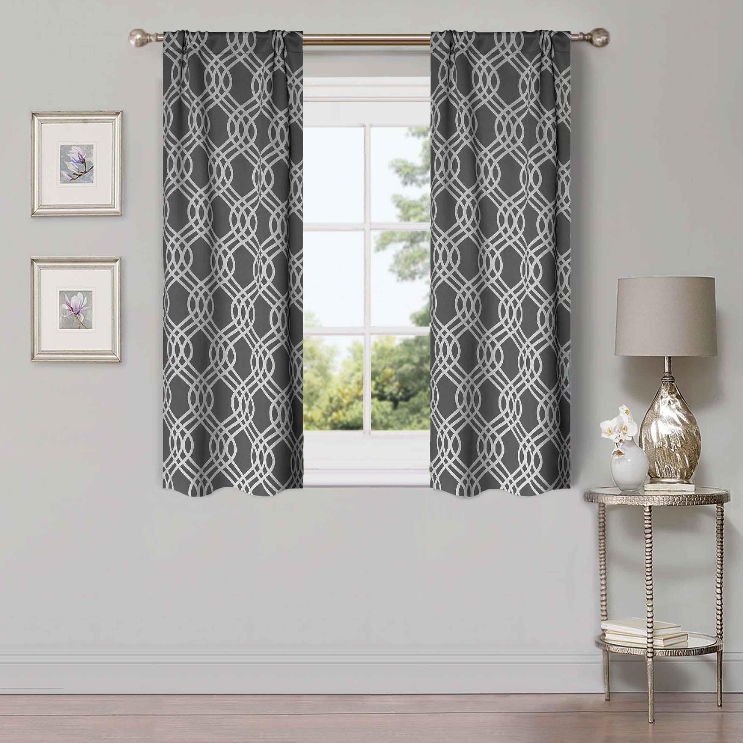 Ribbon Trellis Washable Room Darkening Blackout Curtains, Set of 2