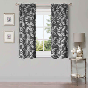Ribbon Trellis Washable Room Darkening Blackout Curtains, Set of 2