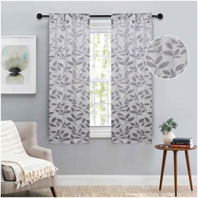 Leaves Room Darkening Washable Blackout Curtain Panels, Set of 2