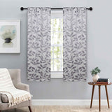 Leaves Room Darkening Washable Blackout Curtain Panels, Set of 2