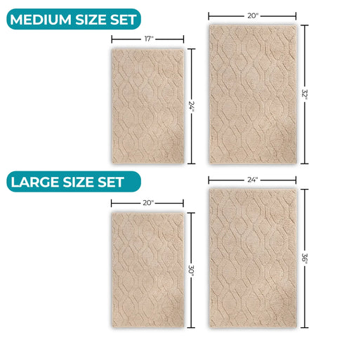 Brou Diamond Lattice Textured Washable Bath Rugs, Set of 2