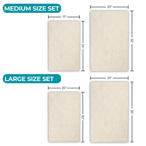 Brou Diamond Lattice Textured Washable Bath Rugs, Set of 2