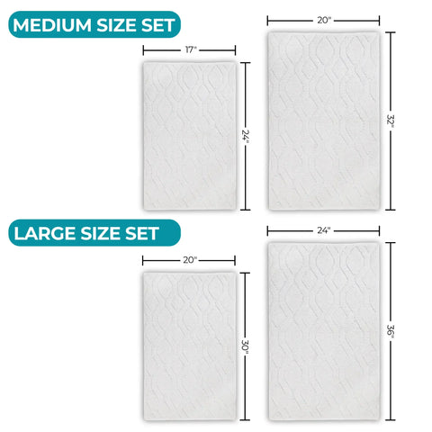 Brou Diamond Lattice Textured Washable Bath Rugs, Set of 2