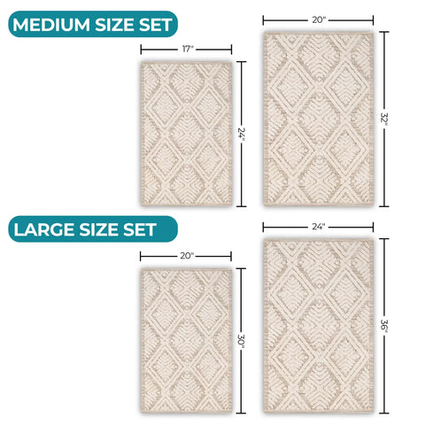 Ceton Diamond Trellis Textured Washable Bath Rugs, Set of 2