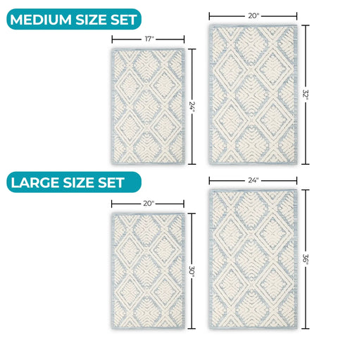 Ceton Diamond Trellis Textured Washable Bath Rugs, Set of 2