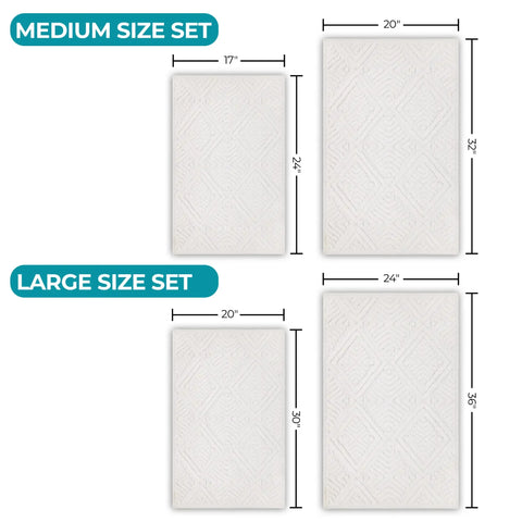 Ceton Diamond Trellis Textured Washable Bath Rugs, Set of 2