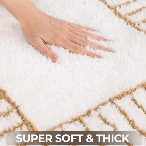 Inaya Modern Stripe Tufted Shag Washable Bath Rugs, Set of 2