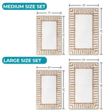 Inaya Modern Striped Tufted Shag Machine Washable Bath Rugs, Set of 2