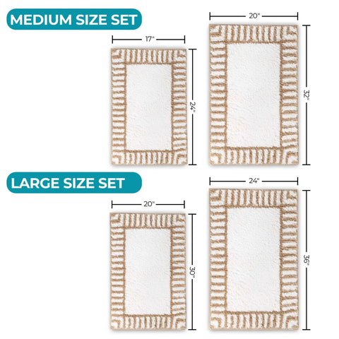 Inaya Modern Stripe Tufted Shag Washable Bath Rugs, Set of 2