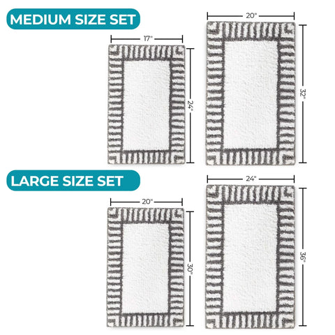 Inaya Modern Stripe Tufted Shag Washable Bath Rugs, Set of 2