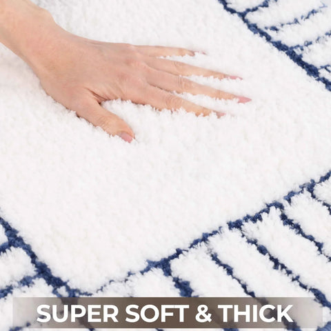 Inaya Modern Stripe Tufted Shag Washable Bath Rugs, Set of 2