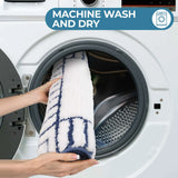 Inaya Modern Striped Tufted Shag Machine Washable Bath Rugs, Set of 2
