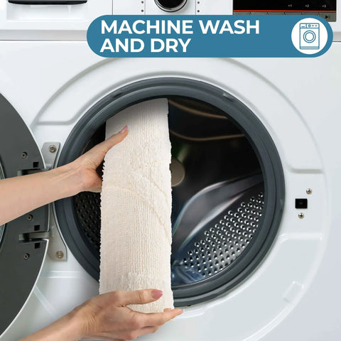Myra Medallion Textured Machine Washable Bath Rugs, Set of 2
