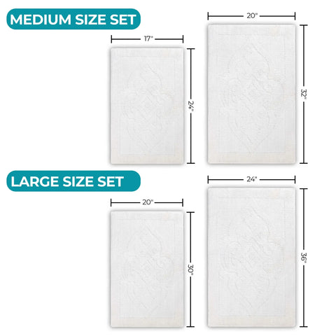 Myra Medallion Textured Machine Washable Bath Rugs, Set of 2