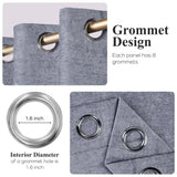 Noor Semi-Blackout Chenille Washable Grommet Curtains, Set of 2 Panels