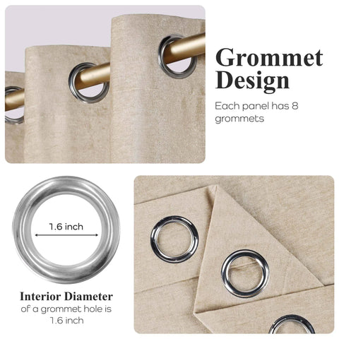 Noor Semi-Blackout Chenille Washable Grommet Curtains, Set of 2 Panels