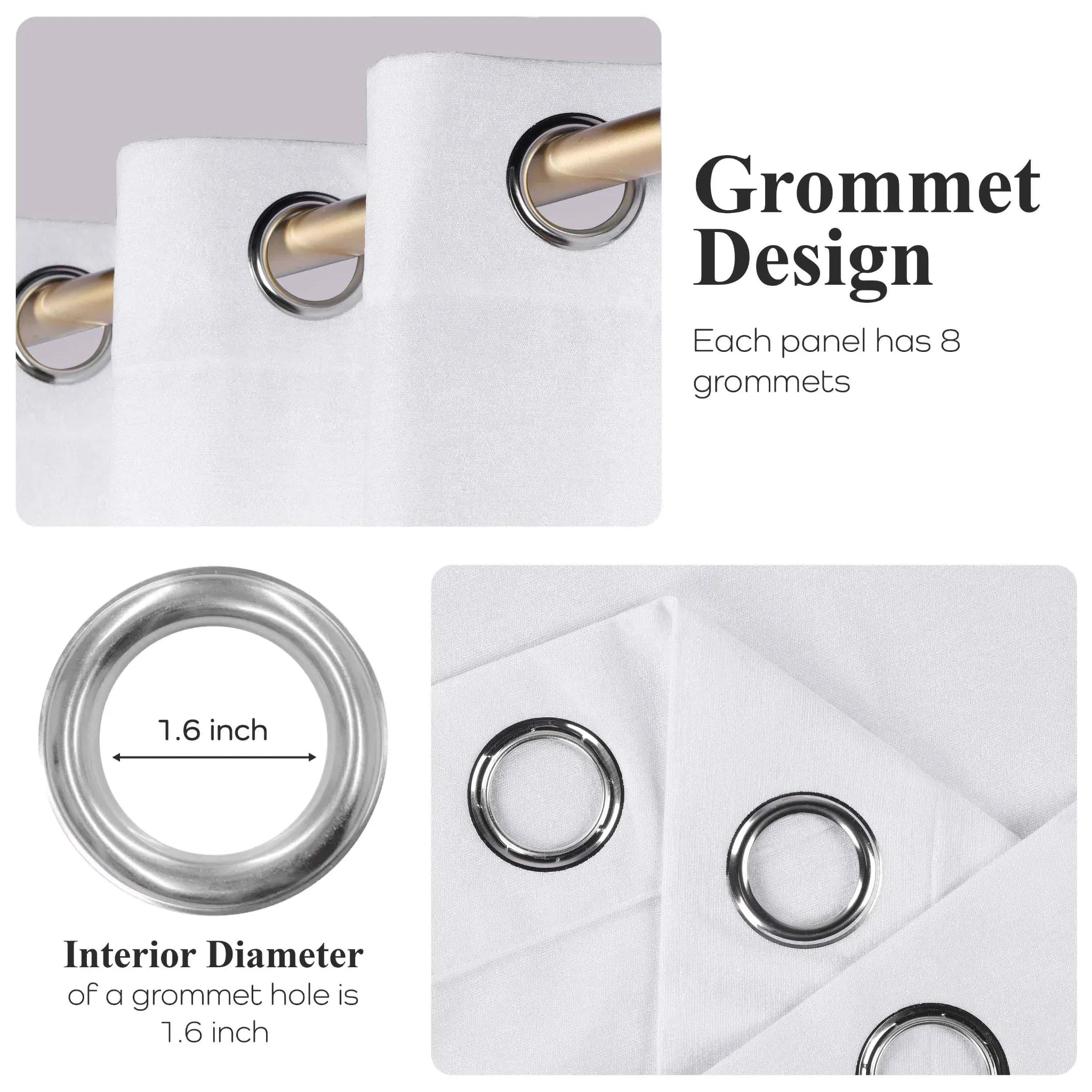 Noor Semi-Blackout Chenille Washable Grommet Curtains, Set of 2 Panels