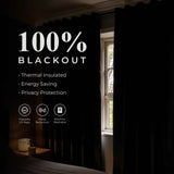 Nyan 100% Blackout Machine Washable Grommet Curtains, Set of 2 Panels