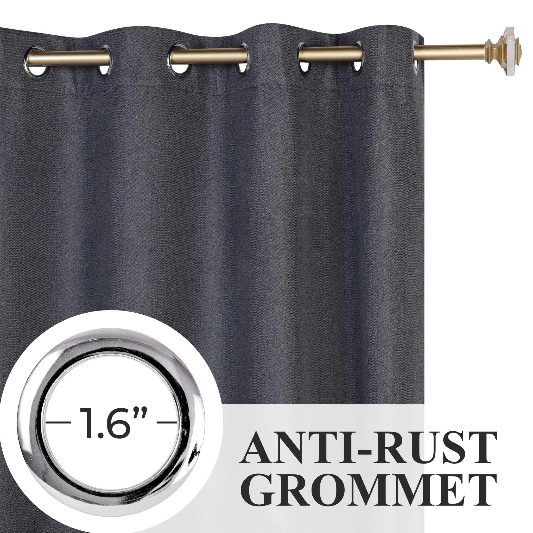 Nyan 100% Blackout Machine Washable Grommet Curtains, Set of 2 Panels