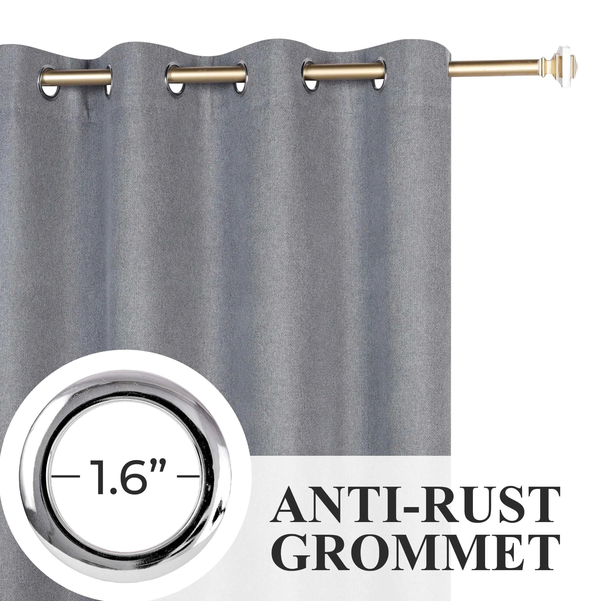 Nyan 100% Blackout Machine Washable Grommet Curtains, Set of 2 Panels