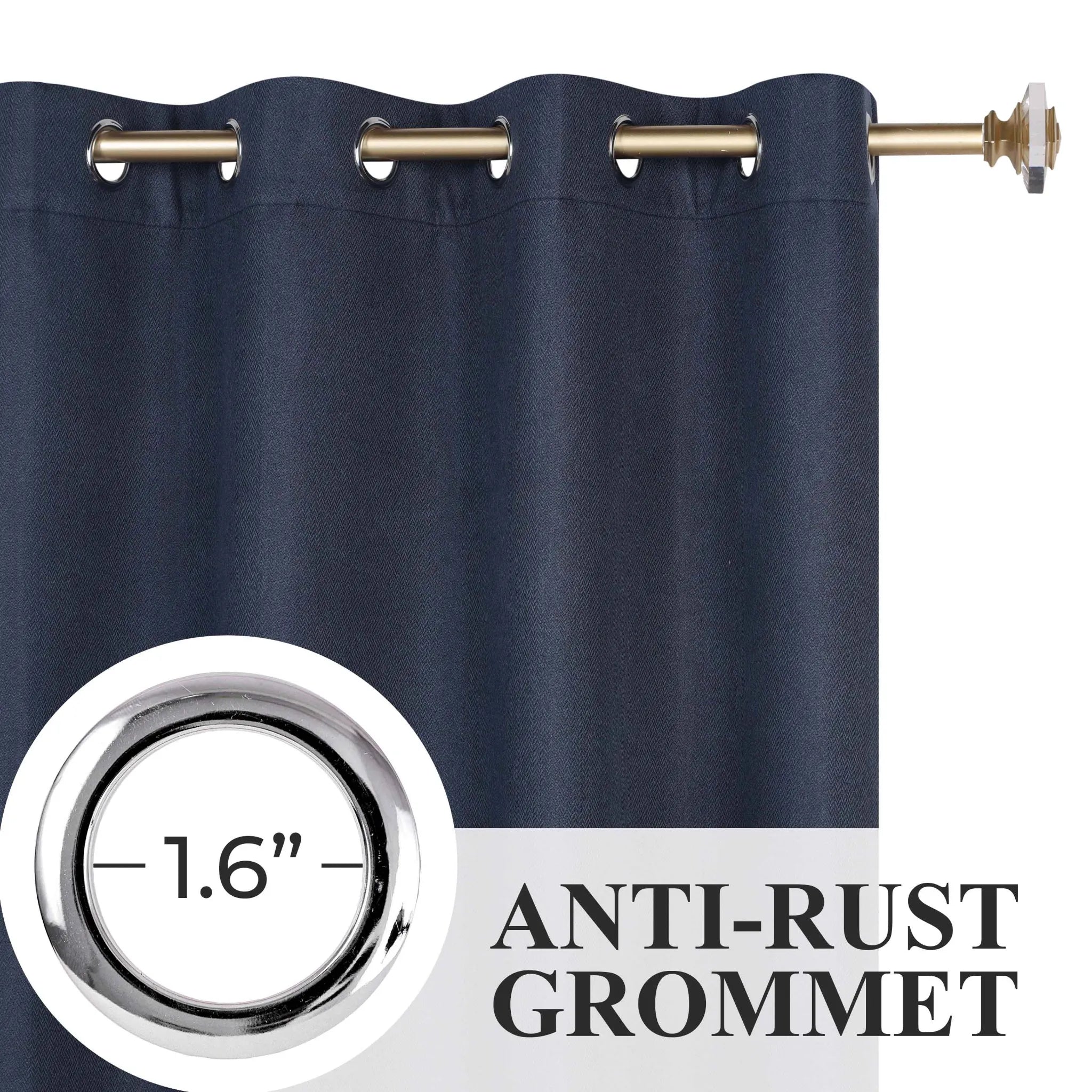 Nyan 100% Blackout Machine Washable Grommet Curtains, Set of 2 Panels