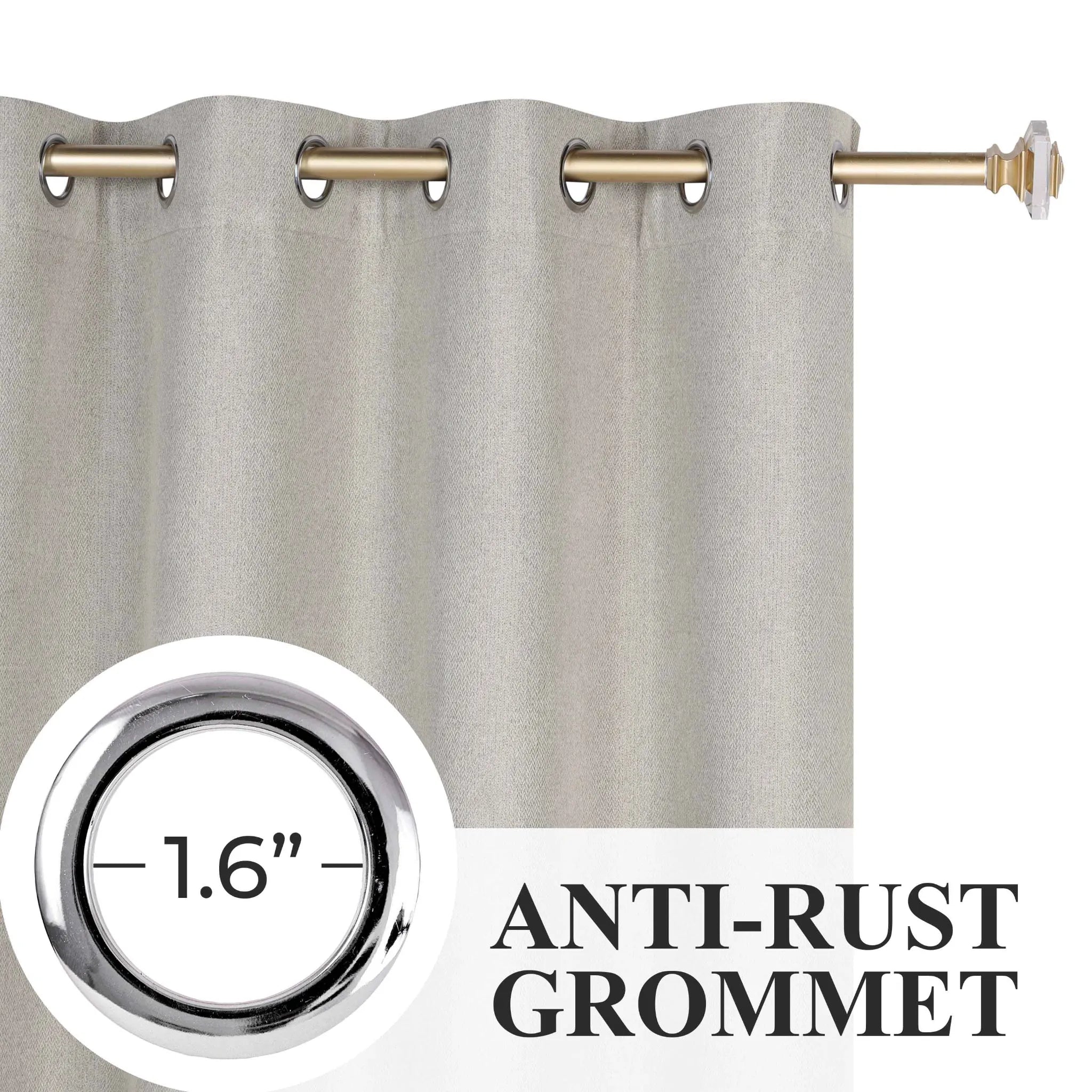 Nyan 100% Blackout Machine Washable Grommet Curtains, Set of 2 Panels