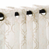 Imperial Trellis Embroidered Sheer Grommet Curtain Panel Set
