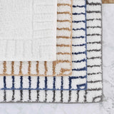 Inaya Modern Striped Tufted Shag Machine Washable Bath Rugs, Set of 2