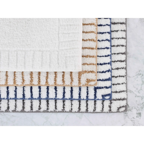Inaya Modern Stripe Tufted Shag Washable Bath Rugs, Set of 2