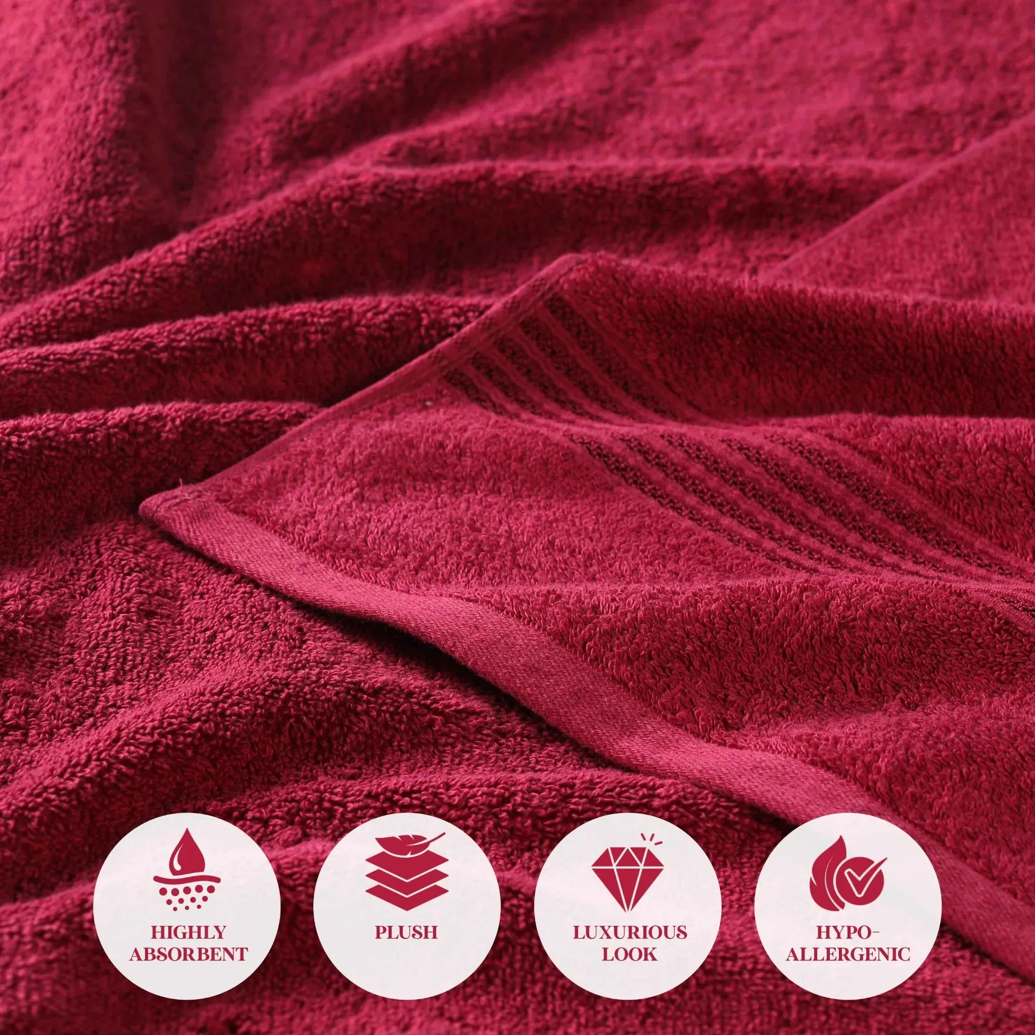 Heritage Egyptian Cotton Plush Thick Absorbent Hand Towel Set of 8