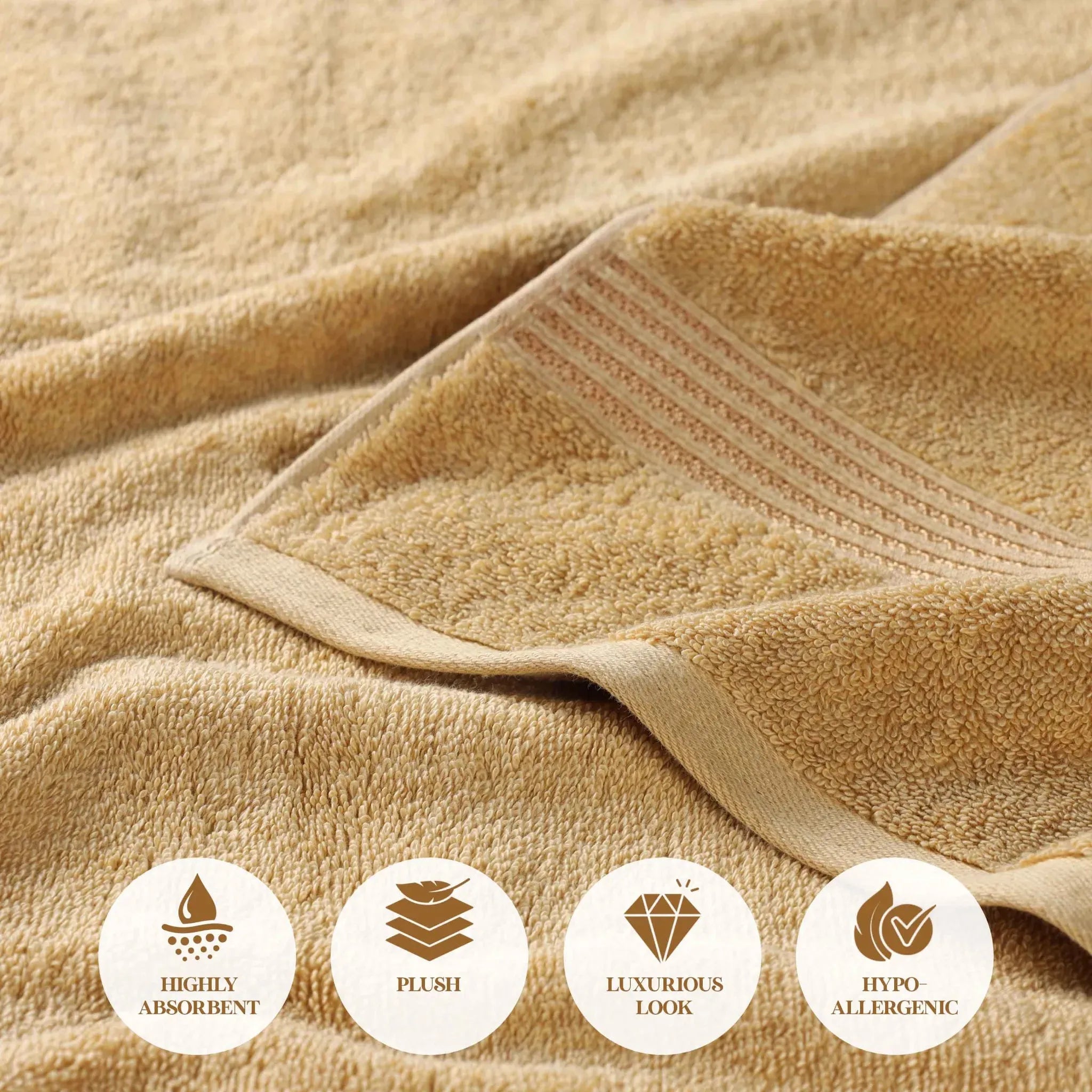 Heritage Egyptian Cotton Plush 3 Piece Absorbent Luxury Towel Set