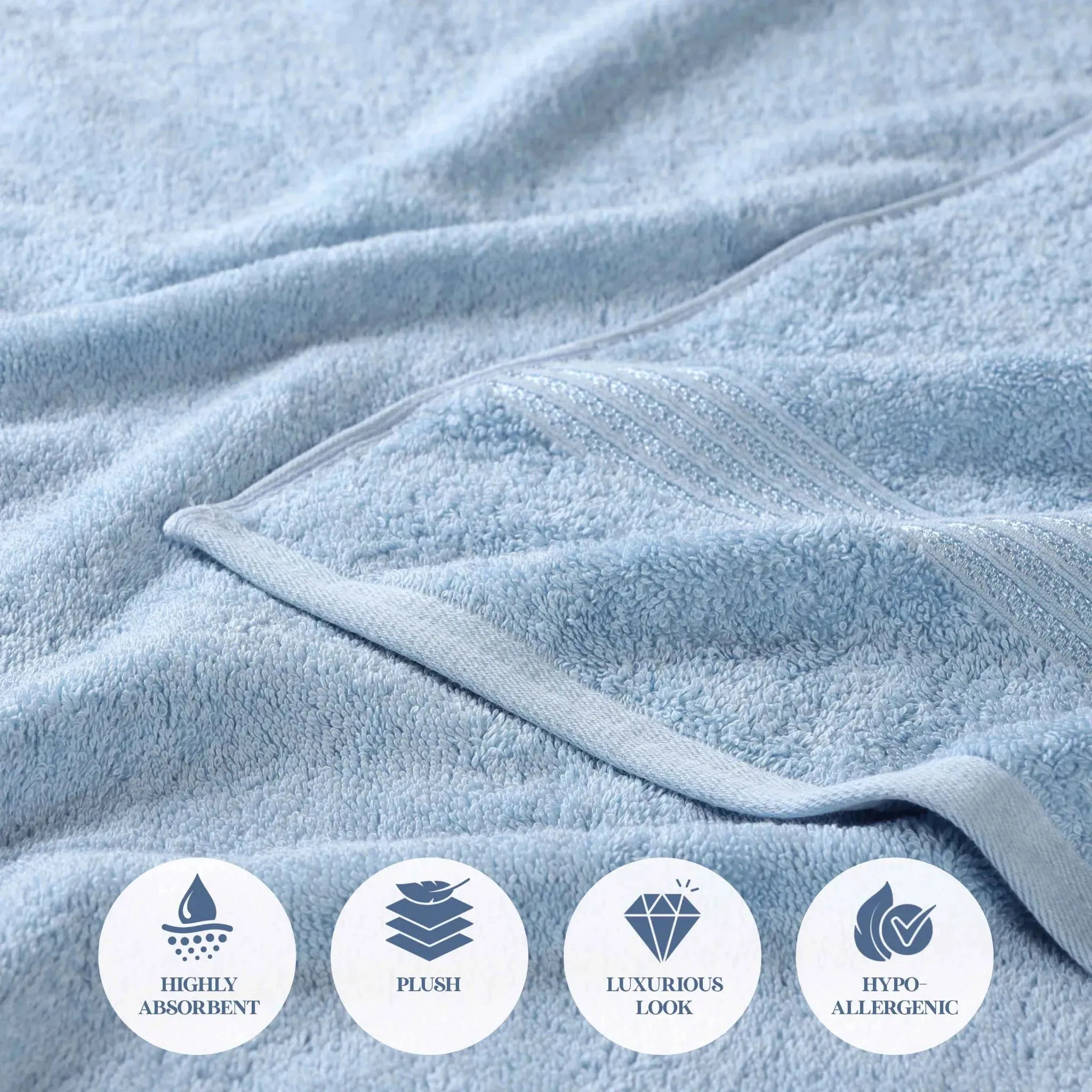 Heritage Egyptian Cotton Plush Thick Absorbent Hand Towel Set of 8