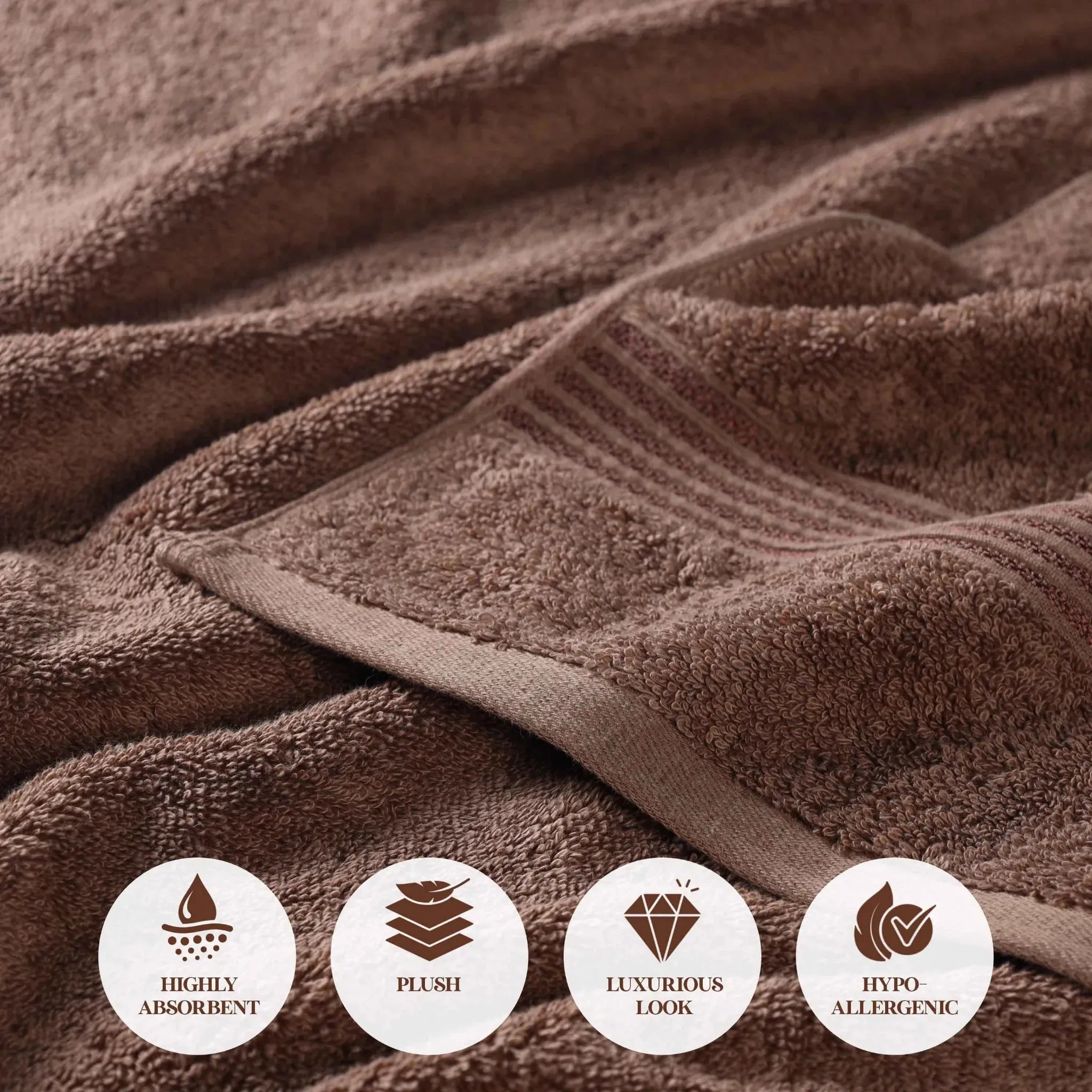 Heritage Egyptian Cotton Plush Thick Absorbent Hand Towel Set of 8