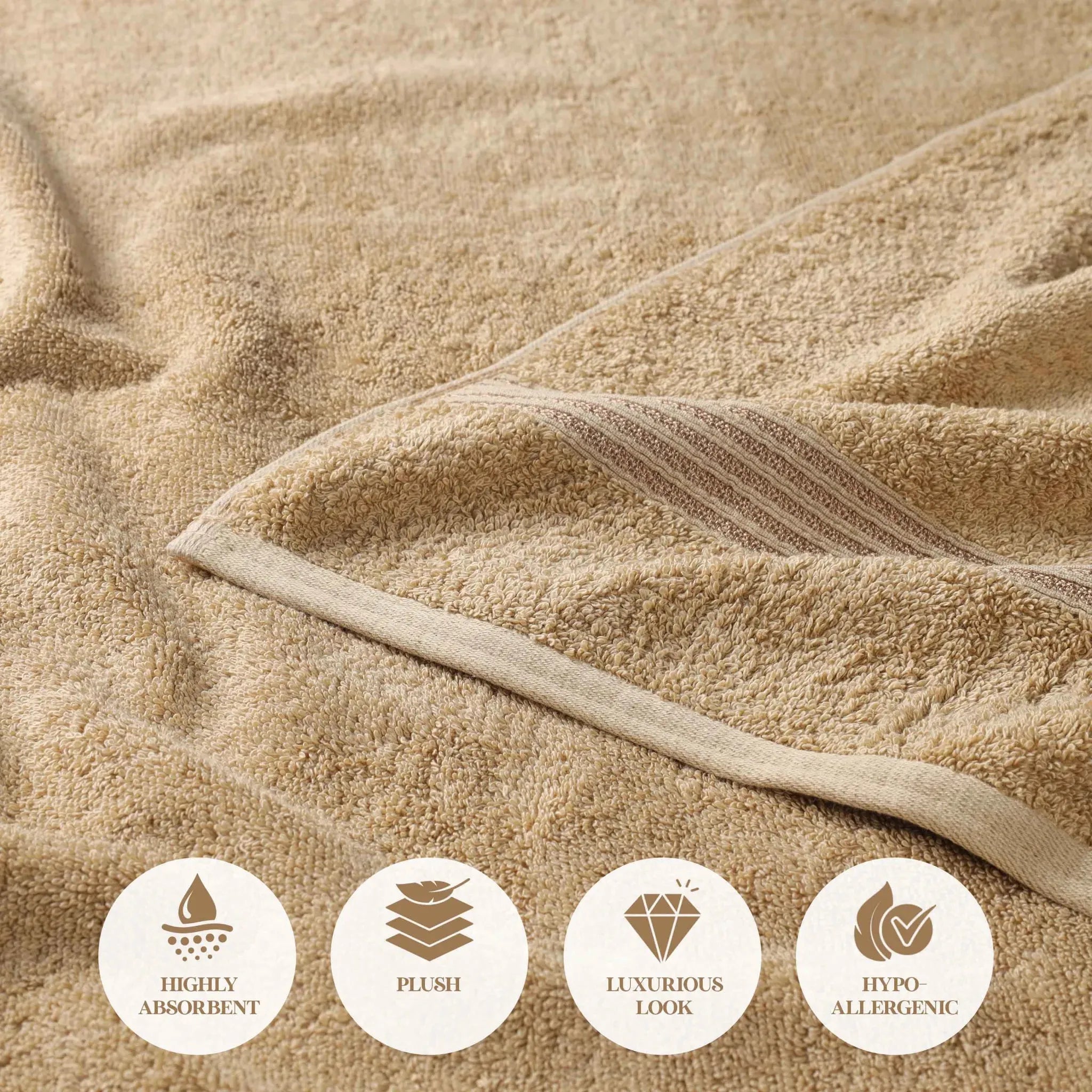 Heritage Egyptian Cotton Plush 3 Piece Absorbent Luxury Towel Set