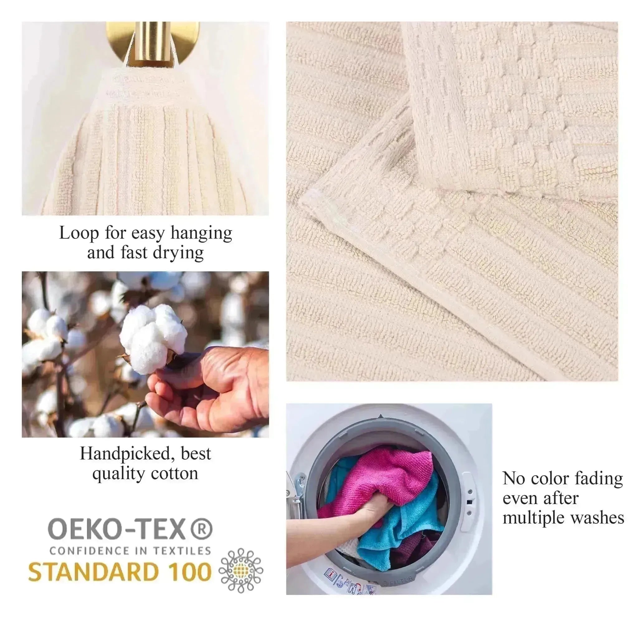Cotton Rib Textured Ultra-Absorbent Bath Towel Set of 2